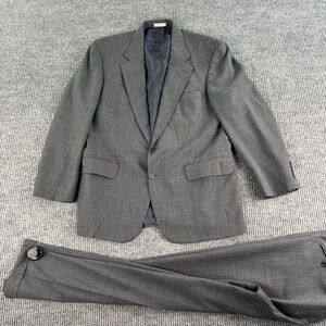 Lands End Suit 41R Gray Wool Houndstooth Designer Premium Jacket Pants 34x31
